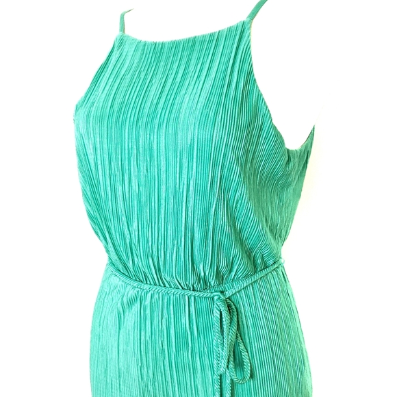 New York & Company Green Mirco Pleated Midi Dress - Picture 7 of 15